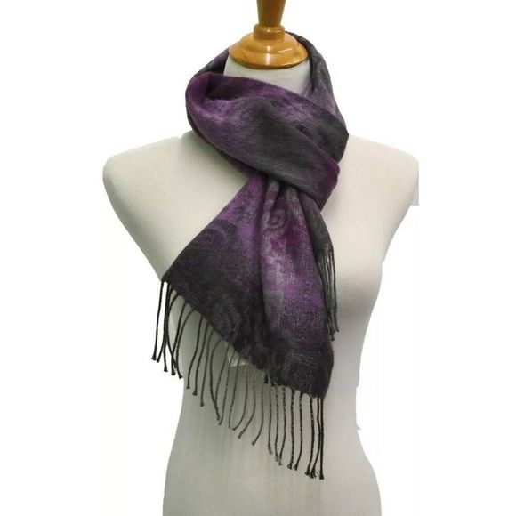 NWT Steve Madden Mid Weight Ombre Purple Paisley Muffler Scarf‎ - Picture 1 of 4
